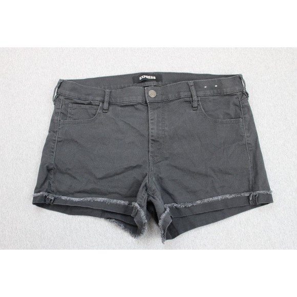 Express Shorts Womens Size 16 Black Mid Rise Stretch Supersoft Shortie - Picture 1 of 8